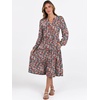 image:imageANRABESS Long Sleeve Midi Dresses for Women V Neck 2026 Fall Fashion Casual Loose Fit Flowy Swing Tiered Vacation Boho DressFloral Red Pink