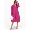 image:imageANRABESS Long Sleeve Midi Dresses for Women V Neck 2026 Fall Fashion Casual Loose Fit Flowy Swing Tiered Vacation Boho DressHot Pink