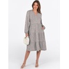 image:imageANRABESS Long Sleeve Midi Dresses for Women V Neck 2026 Fall Fashion Casual Loose Fit Flowy Swing Tiered Vacation Boho DressKhaki Polka Dot