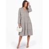 image:imageANRABESS Long Sleeve Midi Dresses for Women V Neck 2026 Fall Fashion Casual Loose Fit Flowy Swing Tiered Vacation Boho DressKhaki Polka Dot