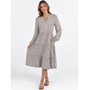 image:imageANRABESS Long Sleeve Midi Dresses for Women V Neck 2026 Fall Fashion Casual Loose Fit Flowy Swing Tiered Vacation Boho DressKhaki Polka Dot