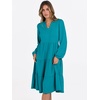 image:imageANRABESS Long Sleeve Midi Dresses for Women V Neck 2026 Fall Fashion Casual Loose Fit Flowy Swing Tiered Vacation Boho DressLake Green