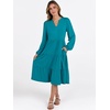 image:imageANRABESS Long Sleeve Midi Dresses for Women V Neck 2026 Fall Fashion Casual Loose Fit Flowy Swing Tiered Vacation Boho DressLake Green