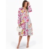 image:imageANRABESS Long Sleeve Midi Dresses for Women V Neck 2026 Fall Fashion Casual Loose Fit Flowy Swing Tiered Vacation Boho DressMulticolour Floral