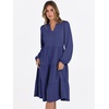 image:imageANRABESS Long Sleeve Midi Dresses for Women V Neck 2026 Fall Fashion Casual Loose Fit Flowy Swing Tiered Vacation Boho DressNavy Blue