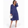 image:imageANRABESS Long Sleeve Midi Dresses for Women V Neck 2026 Fall Fashion Casual Loose Fit Flowy Swing Tiered Vacation Boho DressNavy Blue