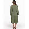 image:imageANRABESS Long Sleeve Midi Dresses for Women V Neck 2026 Fall Fashion Casual Loose Fit Flowy Swing Tiered Vacation Boho DressOlive