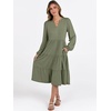 image:imageANRABESS Long Sleeve Midi Dresses for Women V Neck 2026 Fall Fashion Casual Loose Fit Flowy Swing Tiered Vacation Boho DressOlive