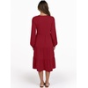 image:imageANRABESS Long Sleeve Midi Dresses for Women V Neck 2026 Fall Fashion Casual Loose Fit Flowy Swing Tiered Vacation Boho DressRed
