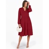 image:imageANRABESS Long Sleeve Midi Dresses for Women V Neck 2026 Fall Fashion Casual Loose Fit Flowy Swing Tiered Vacation Boho DressRed