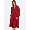 image:imageANRABESS Long Sleeve Midi Dresses for Women V Neck 2026 Fall Fashion Casual Loose Fit Flowy Swing Tiered Vacation Boho DressRed