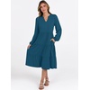 image:imageANRABESS Long Sleeve Midi Dresses for Women V Neck 2026 Fall Fashion Casual Loose Fit Flowy Swing Tiered Vacation Boho DressTeal Blue