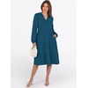 image:imageANRABESS Long Sleeve Midi Dresses for Women V Neck 2026 Fall Fashion Casual Loose Fit Flowy Swing Tiered Vacation Boho DressTeal Blue