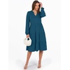 image:imageANRABESS Long Sleeve Midi Dresses for Women V Neck 2026 Fall Fashion Casual Loose Fit Flowy Swing Tiered Vacation Boho DressTeal Blue