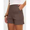 image:imageANRABESS Shorts for Women Summer Casual Elastic High Waist Lounge Comfy Dress Shorts with Pockets 2026 Beach Vacation ClothesCoffee