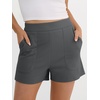 image:imageANRABESS Shorts for Women Summer Casual Elastic High Waist Lounge Comfy Dress Shorts with Pockets 2026 Beach Vacation ClothesGray