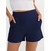image:imageANRABESS Shorts for Women Summer Casual Elastic High Waist Lounge Comfy Dress Shorts with Pockets 2026 Beach Vacation ClothesNavy