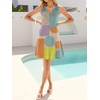 image:imageANRABESS Summer Dress for WomenV Neck Sleeveless SundressLoose FitSoft Travel Vacation OutfitsCute Beach Cover Up ClothesGeometric Color Block