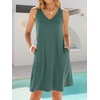 image:imageANRABESS Summer Dress for WomenV Neck Sleeveless SundressLoose FitSoft Travel Vacation OutfitsCute Beach Cover Up ClothesGreen