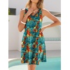 image:imageANRABESS Summer Dress for WomenV Neck Sleeveless SundressLoose FitSoft Travel Vacation OutfitsCute Beach Cover Up ClothesOrange Red Blue Leaf