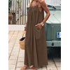 image:imageANRABESS Summer Dresses for Women 2026 Backless Cami Maxi Sundresses Spaghetti Strap Long Lounge Beach Vacation House DressBrown