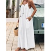 image:imageANRABESS Summer Dresses for Women 2026 Backless Cami Maxi Sundresses Spaghetti Strap Long Lounge Beach Vacation House DressWhite