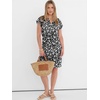 image:imageANRABESS Summer Dresses for Women Casual V Neck Short Sleeve Mini Tshirt Dress 2026 Loose Fit Beach Vacation Shift SundressFloral Black White