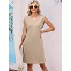 image:imageANRABESS Summer Dresses for Women Casual V Neck Sleeveless Split WrinkleFree Mini Tank Dress Beach Vacation Short SundressAlmond