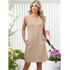 image:imageANRABESS Summer Dresses for Women Casual V Neck Sleeveless Split WrinkleFree Mini Tank Dress Beach Vacation Short SundressAlmond