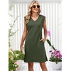 image:imageANRABESS Summer Dresses for Women Casual V Neck Sleeveless Split WrinkleFree Mini Tank Dress Beach Vacation Short SundressArmy Green