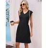 image:imageANRABESS Summer Dresses for Women Casual V Neck Sleeveless Split WrinkleFree Mini Tank Dress Beach Vacation Short SundressBlack
