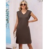 image:imageANRABESS Summer Dresses for Women Casual V Neck Sleeveless Split WrinkleFree Mini Tank Dress Beach Vacation Short SundressBrown