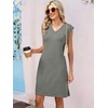 image:imageANRABESS Summer Dresses for Women Casual V Neck Sleeveless Split WrinkleFree Mini Tank Dress Beach Vacation Short SundressGrey