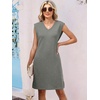 image:imageANRABESS Summer Dresses for Women Casual V Neck Sleeveless Split WrinkleFree Mini Tank Dress Beach Vacation Short SundressGrey