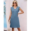 image:imageANRABESS Summer Dresses for Women Casual V Neck Sleeveless Split WrinkleFree Mini Tank Dress Beach Vacation Short SundressGrey Blue