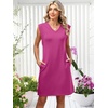 image:imageANRABESS Summer Dresses for Women Casual V Neck Sleeveless Split WrinkleFree Mini Tank Dress Beach Vacation Short SundressHot Pink