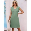 image:imageANRABESS Summer Dresses for Women Casual V Neck Sleeveless Split WrinkleFree Mini Tank Dress Beach Vacation Short SundressLight Green