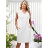 image:imageANRABESS Summer Dresses for Women Casual V Neck Sleeveless Split WrinkleFree Mini Tank Dress Beach Vacation Short SundressWhite