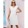 image:imageANRABESS Summer Dresses for Women Casual V Neck Sleeveless Split WrinkleFree Mini Tank Dress Beach Vacation Short SundressWhite