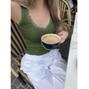 image:imageANRABESS Tank Tops for Women Lace TrimV Neck Sleeveless Fitted ShirtsComfy Rib Knit Clothes for Lounge Travel Summer DailyArmy Green