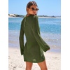 image:imageANRABESS Women Beach Crochet Cover Ups Summer Knit Swimwear Mesh Bathing Suit Hollow Out Dress 2026 Vacation SwimsuitArmy Green