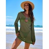image:imageANRABESS Women Beach Crochet Cover Ups Summer Knit Swimwear Mesh Bathing Suit Hollow Out Dress 2026 Vacation SwimsuitArmy Green