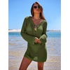 image:imageANRABESS Women Beach Crochet Cover Ups Summer Knit Swimwear Mesh Bathing Suit Hollow Out Dress 2026 Vacation SwimsuitArmy Green