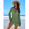 image:imageANRABESS Women Beach Crochet Cover Ups Summer Knit Swimwear Mesh Bathing Suit Hollow Out Dress 2026 Vacation SwimsuitGrass