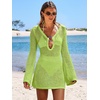image:imageANRABESS Women Beach Crochet Cover Ups Summer Knit Swimwear Mesh Bathing Suit Hollow Out Dress 2026 Vacation SwimsuitGreen