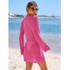 image:imageANRABESS Women Beach Crochet Cover Ups Summer Knit Swimwear Mesh Bathing Suit Hollow Out Dress 2026 Vacation SwimsuitHot Pink