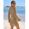 image:imageANRABESS Women Beach Crochet Cover Ups Summer Knit Swimwear Mesh Bathing Suit Hollow Out Dress 2026 Vacation SwimsuitKhaki