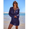 image:imageANRABESS Women Beach Crochet Cover Ups Summer Knit Swimwear Mesh Bathing Suit Hollow Out Dress 2026 Vacation SwimsuitNavy Blue