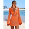 image:imageANRABESS Women Beach Crochet Cover Ups Summer Knit Swimwear Mesh Bathing Suit Hollow Out Dress 2026 Vacation SwimsuitOrang