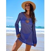 image:imageANRABESS Women Beach Crochet Cover Ups Summer Knit Swimwear Mesh Bathing Suit Hollow Out Dress 2026 Vacation SwimsuitRoyal Blue